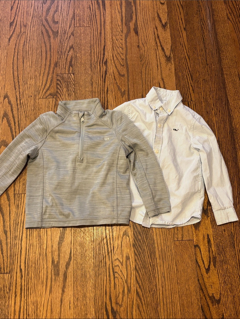 Vineyard Vines Kids Gray Quarter-Zip Pullover and Long Sleeve Collared Shirt